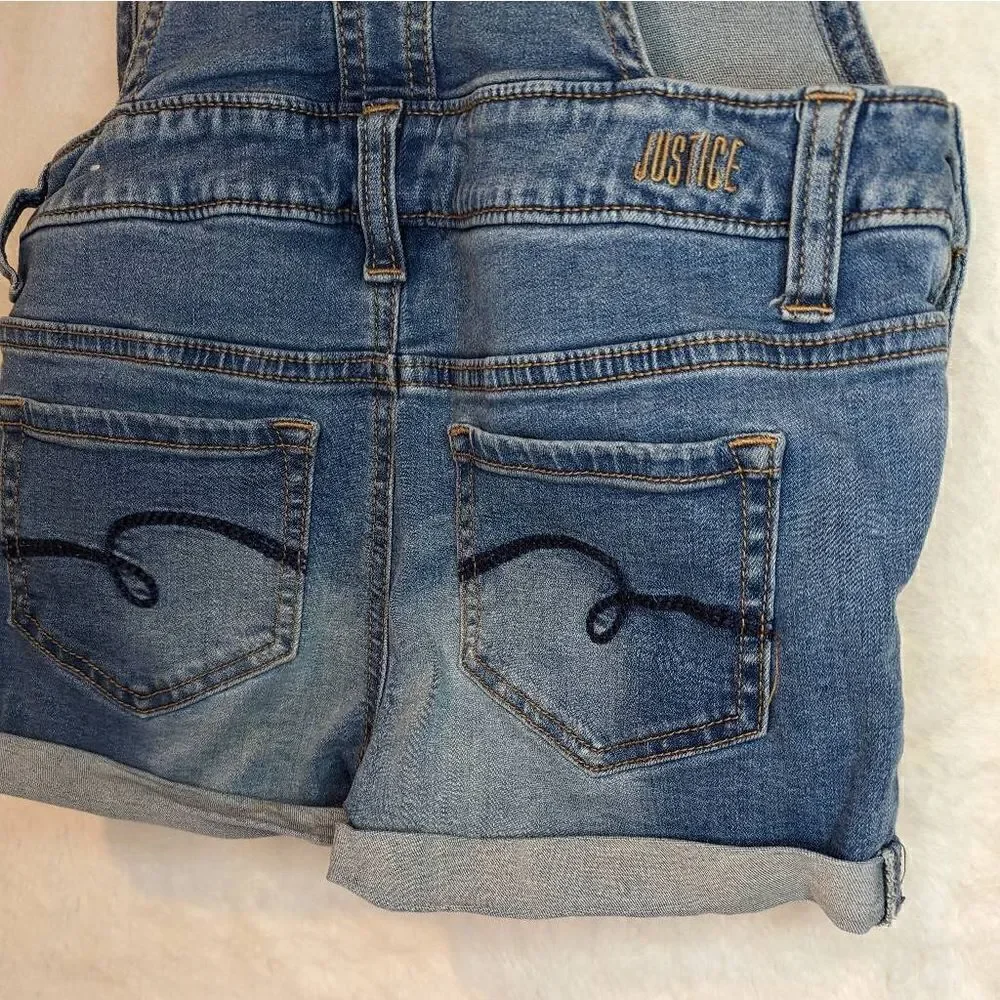 Justice Denim Romper Shorts Shortalls Blue Wash Girls Size 10